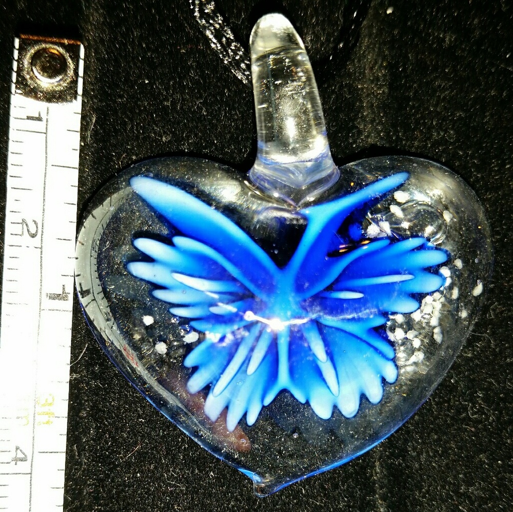 NEW Italian Murano Cobalt lamp work necklace